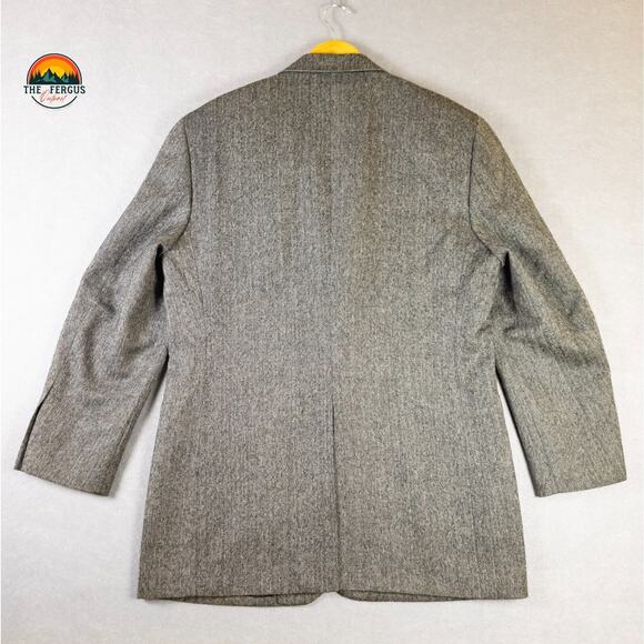 Savile Row Macys Suit Jacket Blazer Gray Single-Breasted Notch Lapel Men's L 44 - Picture 2 of 14